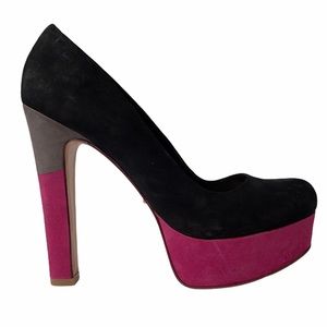 SCHUTZ ‘Corrine’ Suede Colorblock Platform Heels